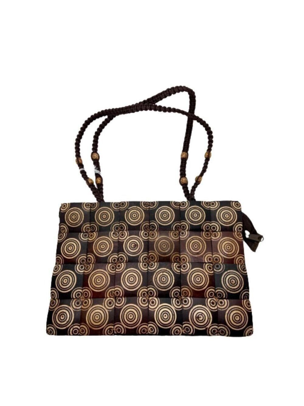 Women's Boho Handmade Wood Square Clutch Handbag